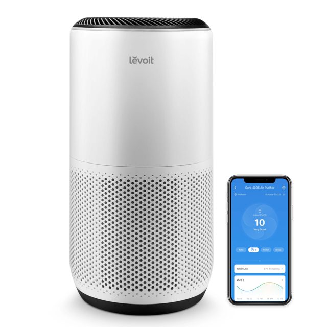 Levoit Core 400S-P Smart Air Purifier for Large Room, PM2.5 Display, Auto Mode