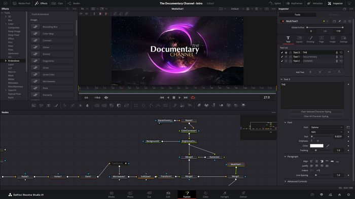 DaVinci Resolve 21 Fusion Page