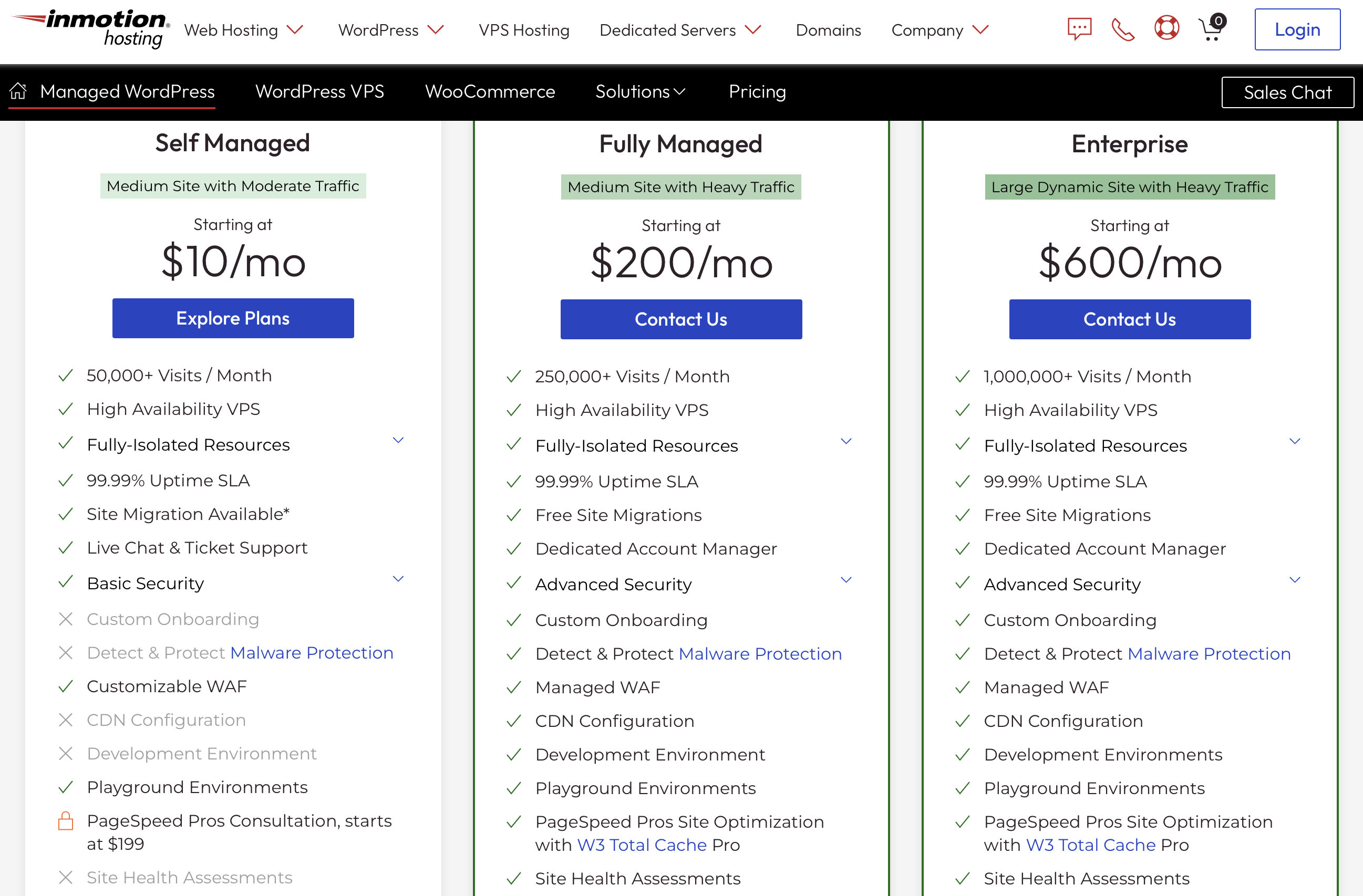 Inmotion Managed Wordpress Plans